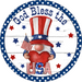 Wreath Sign, God Bless The USA Gnome, Patriotic Sign, 10" Round Metal Sign DECOE-256, Sign For Wreath, DecoExchange - DecoExchange