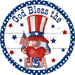 Wreath Sign, God Bless The USA Gnome, Patriotic Sign, 10" Round Metal Sign DECOE-256, Sign For Wreath, DecoExchange - DecoExchange