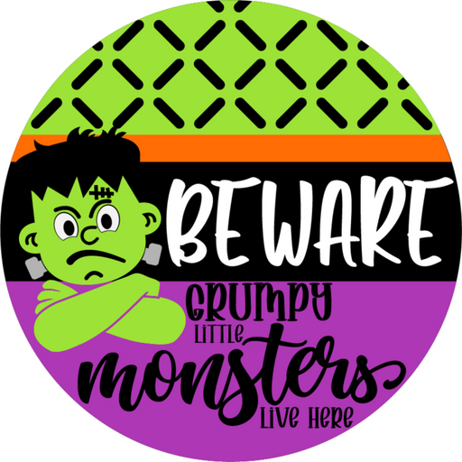 Wreath Sign, Halloween Sign, Beware, Funny Sign, DECOE-2063, Sign For Wreath, Round Sign, DecoExchange - DecoExchange®