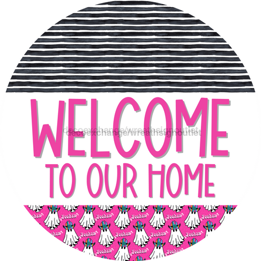 Wreath Sign Halloween Door Hanger Ghost Welcome Western Decoe-2371 For Round 18 Wood