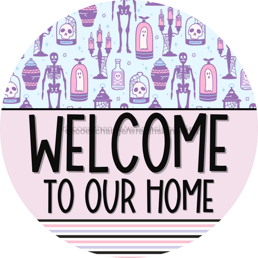 Wreath Sign Halloween Door Hanger Pink Pastel Decoe-2388 For Round 18 Wood