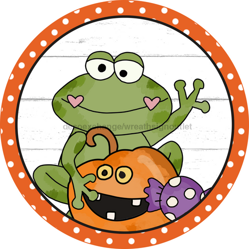 Wreath Sign, Halloween Sign, Frog Sign, Frog Sign, DECOE-2028, Sign For Wreath, DecoExchange - DecoExchange®