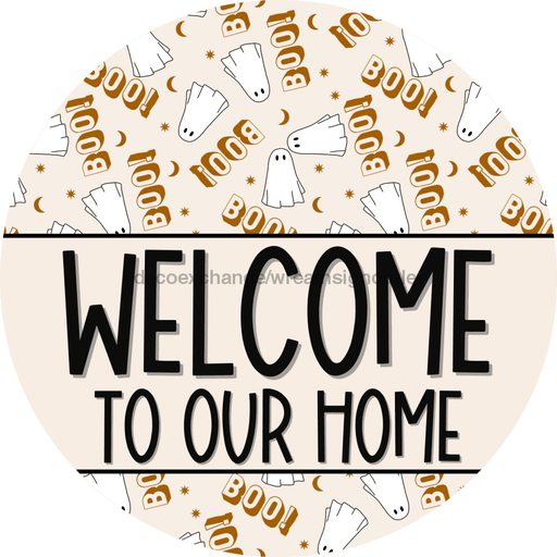 Wreath Sign Halloween Wreath Sign Ghost Boo Decoe-2385 For Round 10 Wood