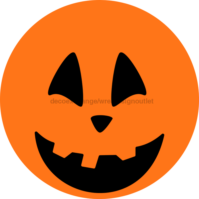 Wreath Sign, Halloween Sign, Jack-O-Lantern Sign, Halloween Face, DECOE-2077, Sign For Wreath, Round Sign, DecoExchange - DecoExchange®