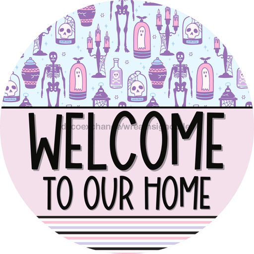 Wreath Sign Halloween Wreath Sign Pink Pastel Decoe-2388 For Round 10 Metal