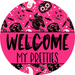 Wreath Sign Halloween Wreath Sign Pink Welcome Decoe-2374 For Round 12 metal