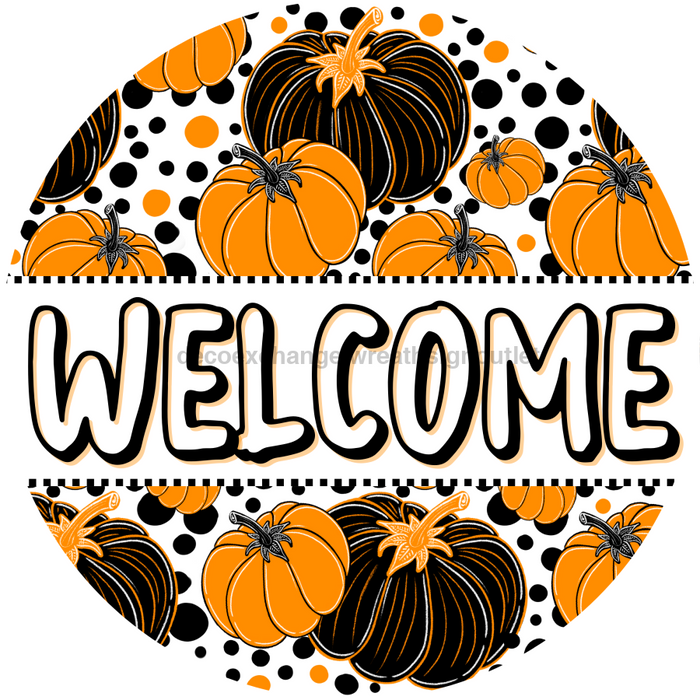 Wreath Sign, Halloween Sign, Pumpkin Sign, DECOE-2124, Sign For Wreath, Round Sign, DecoExchange - DecoExchange®