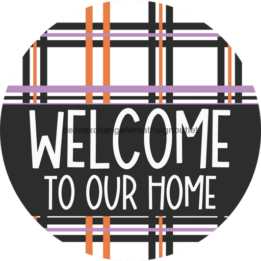 Wreath Sign Halloween Wreath Sign Welcome Decoe-2402 For Round 10 Metal