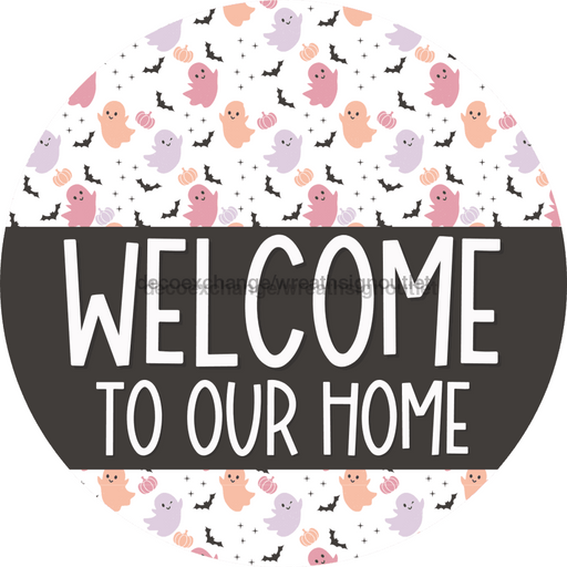 Wreath Sign Halloween Wreath Sign Welcome Decoe-2403 For Round 10 Metal