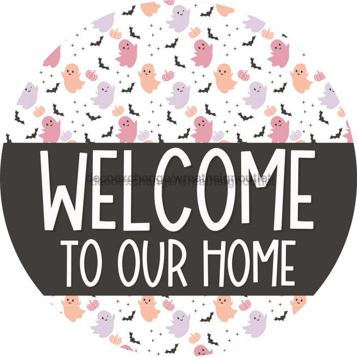 Wreath Sign Halloween Wreath Sign Welcome Decoe-2403 For Round 10 Wood