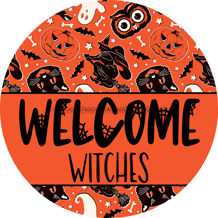 Wreath Sign Halloween Wreath Sign Welcome Witches Decoe-2375 For Round 10 Metal