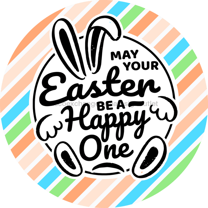 Wreath Sign, Happy Easter, Round Easter Sign, Religious Easter Sign, DECOE-472, Sign For Wreath, DecoExchange - DecoExchange