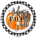 Wreath Sign, Happy Fall Yall Pumpkin Buffalo Check 12" Round Metal Sign DECOE-202, DecoExchange, Sign For Wreaths - DecoExchange