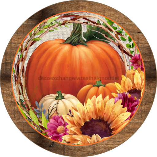 Wreath Sign, Harvest Sign, Pumpkin Fall Sign, DECOE-2105, Sign For Wreath, Round Sign, DecoExchange - DecoExchange®