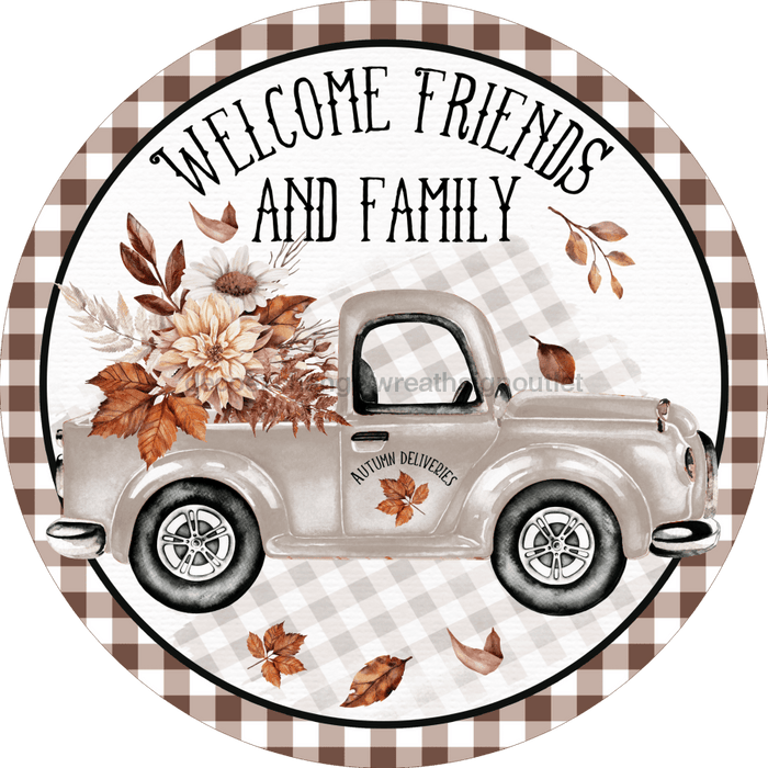 Wreath Sign, Harvest Sign, Truck Fall Sign, DECOE-2107, Sign For Wreath, Round Sign, DecoExchange - DecoExchange®
