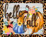 Wreath Sign, Hello Fall Pumpkin, Fall Sign, 8"x10" Metal Sign DECOE-997, DecoExchange, Sign For Wreaths - DecoExchange