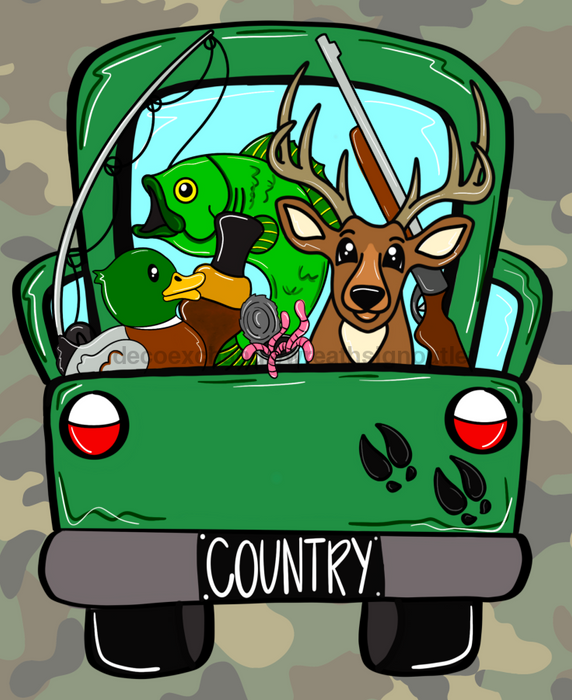 Wreath Sign, Hunting Wreath Sign, Truck Wreath Sign 8"x10" Metal Sign CR-011, DecoExchange, Sign For Wreath - DecoExchange