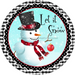 Wreath Sign, Let It Snow, Snowman Sign, 18" Wood Round  Sign DECOE-263, Sign For Wreath, DecoExchange