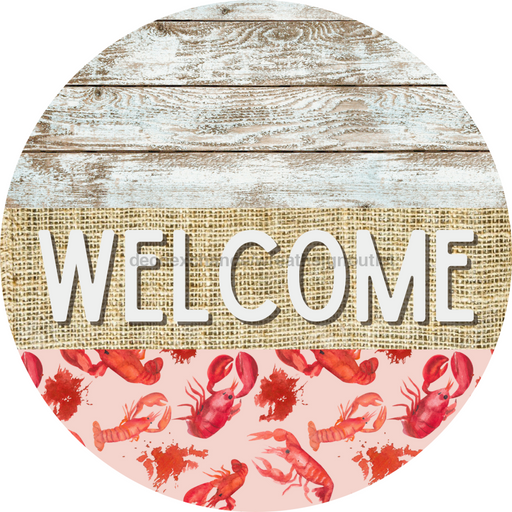 Wreath Sign, Lobster Sign, Crawfish Sign, Crustaceancore Sign, DECOE-2083, Sign For Wreath, Round Sign, DecoExchange - DecoExchange®