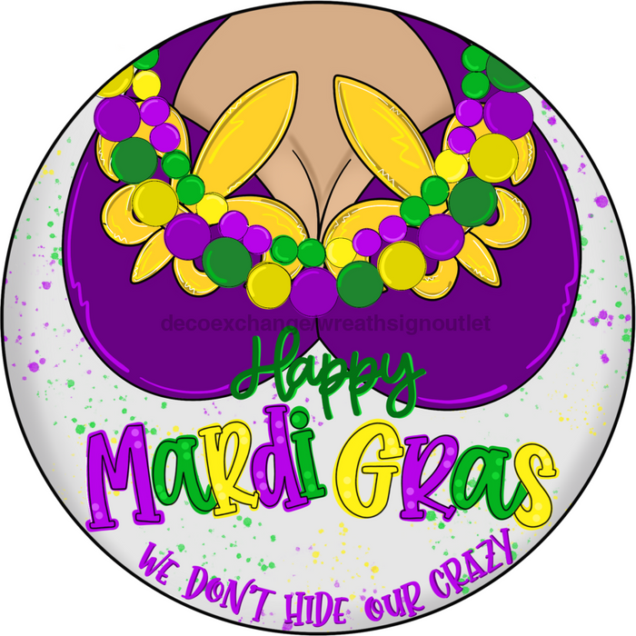 Wreath Sign, Mardi Gras Sign, 10" Round Metal Sign CR-033, DecoExchange, Sign For Wreath - DecoExchange