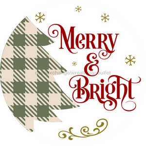 Wreath Sign, Merry and Bright, Merry Christmas Sign, 10" Round, Metal Sign, DECOE-561, DecoExchange, Sign For Wreath - DecoExchange