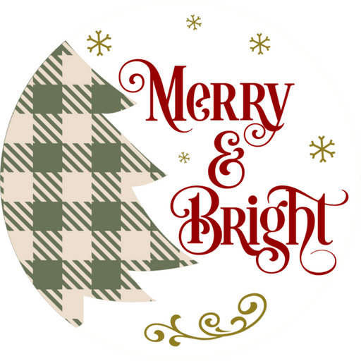 Wreath Sign, Merry and Bright, Merry Christmas Sign, 18" Wood Round,  Sign, DECOE-561, DecoExchange, Sign For Wreath