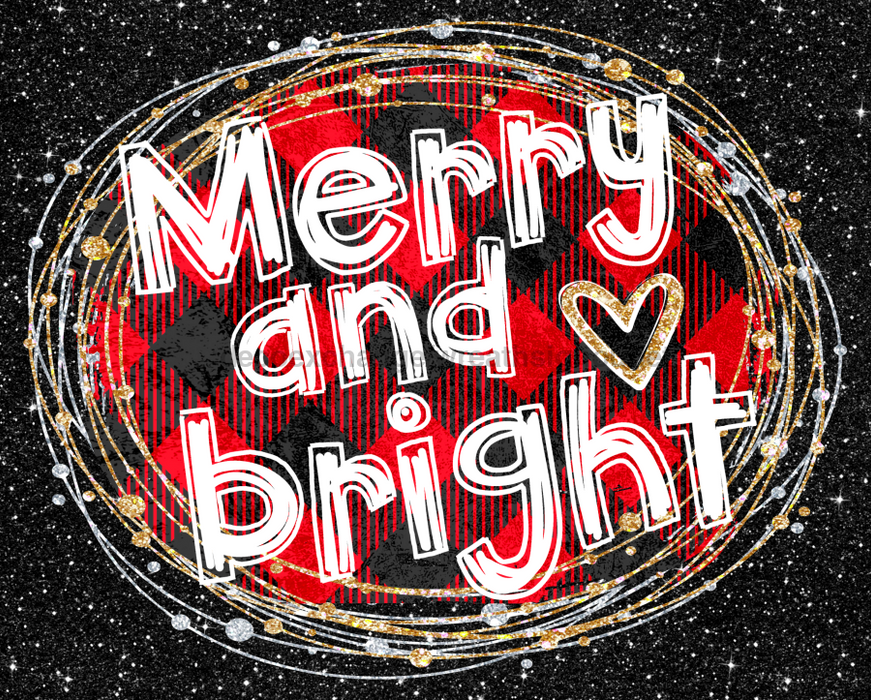 Wreath Sign, Merry and Bright, Christmas Sign, 8"x10" Metal Sign, DECOE-984, Sign For Wreath, DecoExchange - DecoExchange