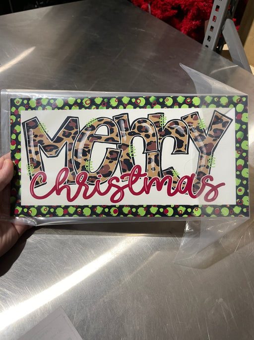 Wreath Sign, Merry Christmas Border 6"x12" Metal Sign DECOE-138, DecoExchange, Sign For Wreaths - DecoExchange