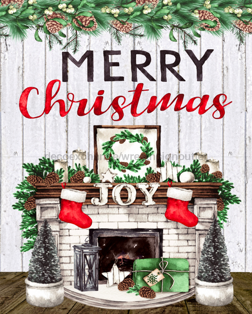 Wreath Sign, Merry Christmas, Christmas Fireplace, Christmas Sign, 8x10"Metal Sign DECOE-356, Sign For Wreath, DecoExchange - DecoExchange
