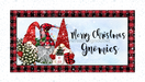 Wreath Sign, Merry Christmas Gnomies, Christmas Sign, 6"x12" Metal Sign DECOE-108 - DecoExchange