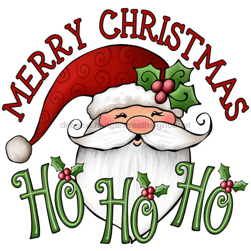 Wreath Sign, Merry Christmas Ho Ho Ho - 12" Round Metal Sign - DECOE-056, DecoExchange, Sign For Wreaths - DecoExchange