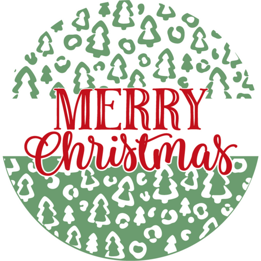 Wreath Sign, Merry Christmas Leopard, Christmas Sign, 18" Wood Round,  Sign, DECOE-570, DecoExchange, Sign For Wreath
