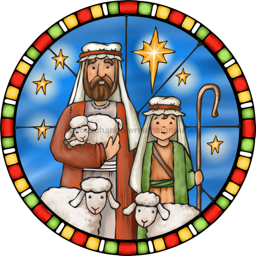 Wreath Sign, Nativity Sign, Christmas Sign, Stained Glass, DECOE-1117, Sign For Wreath, DecoExchange - DecoExchange®