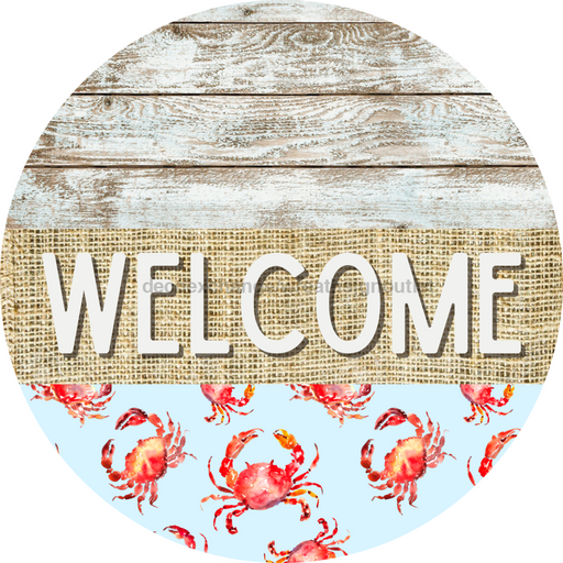 Wreath Sign, Nautical Sign, Crab Sign, Crustaceancore Sign, DECOE-2082, Sign For Wreath, Round Sign, DecoExchange - DecoExchange®