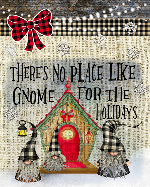 Wreath Sign, No Place Like Gnome, Home Christmas Sign, 8x10"Metal Sign DECOE-355, Sign For Wreath, DecoExchange - DecoExchange