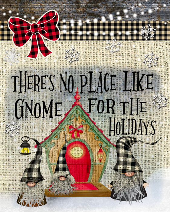 Wreath Sign, No Place Like Gnome, Home Christmas Sign, 8x10"Metal Sign DECOE-355, Sign For Wreath, DecoExchange - DecoExchange