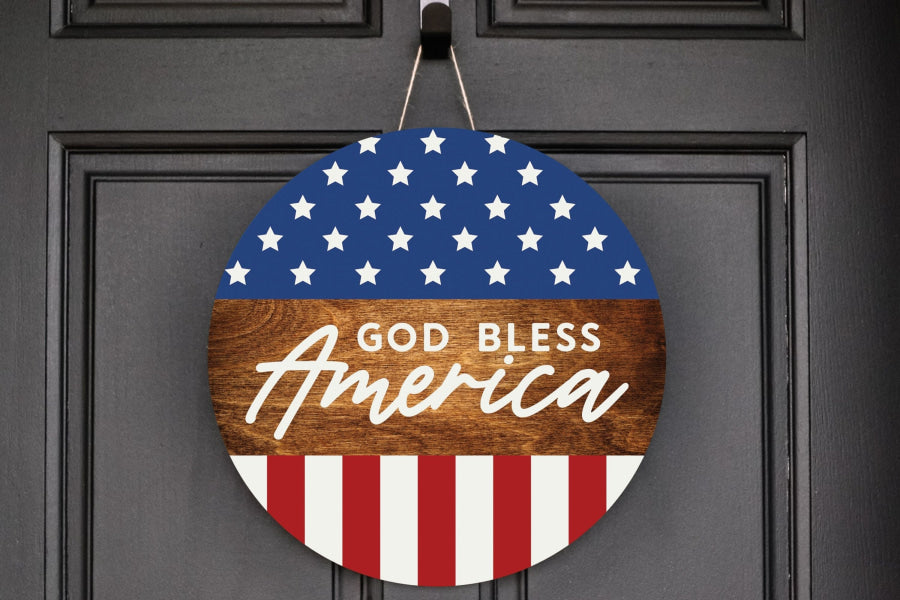 Wreath Sign, Patriotic Sign, DECOE-2055, Sign For Wreath, Door Hanger, DecoExchange - DecoExchange®