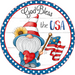 Wreath Sign, Patriotic Sign, Patriotic Gnome, 12" Round, Metal Sign, DECOE-111, DecoExchange, Sign For Wreath - DecoExchange