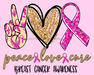 Wreath Sign, Peace Love Cure, Breast Cancer Sign, 8x10" Metal Sign DECOE-803, Sign For Wreath, DecoExchange - DecoExchange