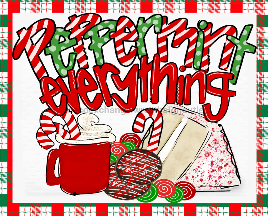 Wreath Sign, Peppermint Everything, Christmas Sign, 8"x10" Metal Sign, DECOE-949, Sign For Wreath, DecoExchange - DecoExchange