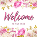 Wreath Sign, Pink Floral Welcome, 10"x10" Metal Sign DECOE-605, Sign For Wreath, DecoExchange - DecoExchange
