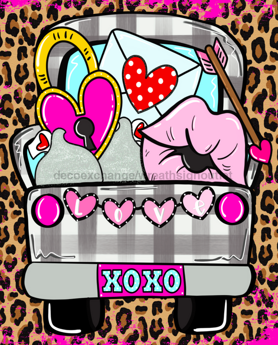 Wreath Sign, Pink Valentine Truck Sign, 8"x10" Metal Sign CR-020, DecoExchange, Sign For Wreath - DecoExchange