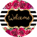 Wreath Sign, Pink Welcome Sign, Floral Sign, 12" Round Metal Sign DECOE-809, Sign For Wreath, DecoExchange - DecoExchange