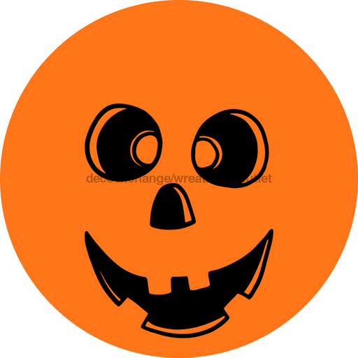 Wreath Sign Pumpkin Face Decoe-2356 For Round 10 Metal