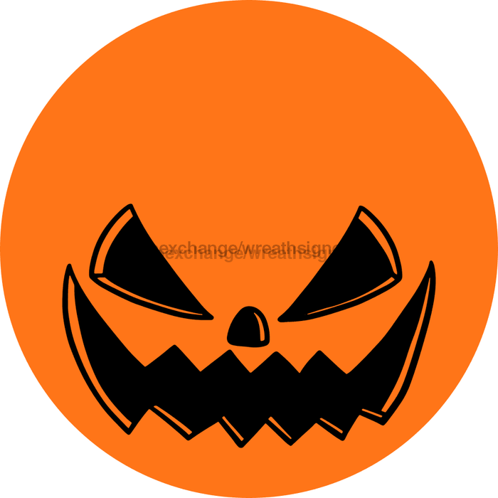 Wreath Sign Pumpkin Face Decoe-2357 For Round 10 Metal