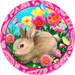 Wreath Sign, Rabbit Easter Wreath, Round Easter Sign, Whimsical Easter, DECOE-530, Sign For Wreath, DecoExchange - DecoExchange