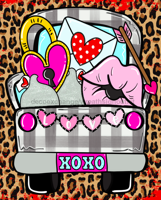 Wreath Sign, Red Valentine Truck Sign, 8"x10" Metal Sign CR-018, DecoExchange, Sign For Wreath - DecoExchange