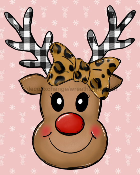 Wreath Sign, Reindeer Sign, Animal Print Christmas Sign, 8x10"Metal Sign DECOE-682, Sign For Wreath, DecoExchange - DecoExchange