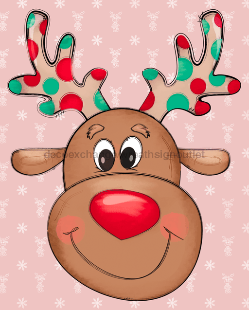 Wreath Sign, Reindeer Sign, Polka Dot Christmas Sign, 8x10"Metal Sign DECOE-683, Sign For Wreath, DecoExchange - DecoExchange