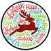 Wreath Sign, Reindeer Typography 12" Round Metal Sign DECOE-190, Sign For Wreath, DecoExchange - DecoExchange
